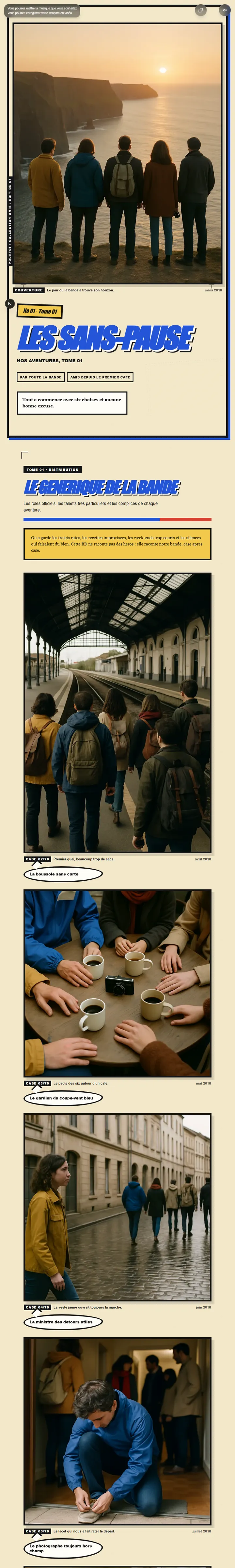 Aperçu — Transforme les private jokes de la bande en cases, bulles et double-page finale.
